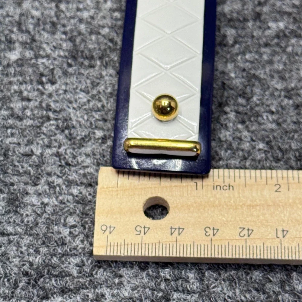 Laurent Olivier Barrette Women OS Navy White Quilted Gold French Nautical Preppy